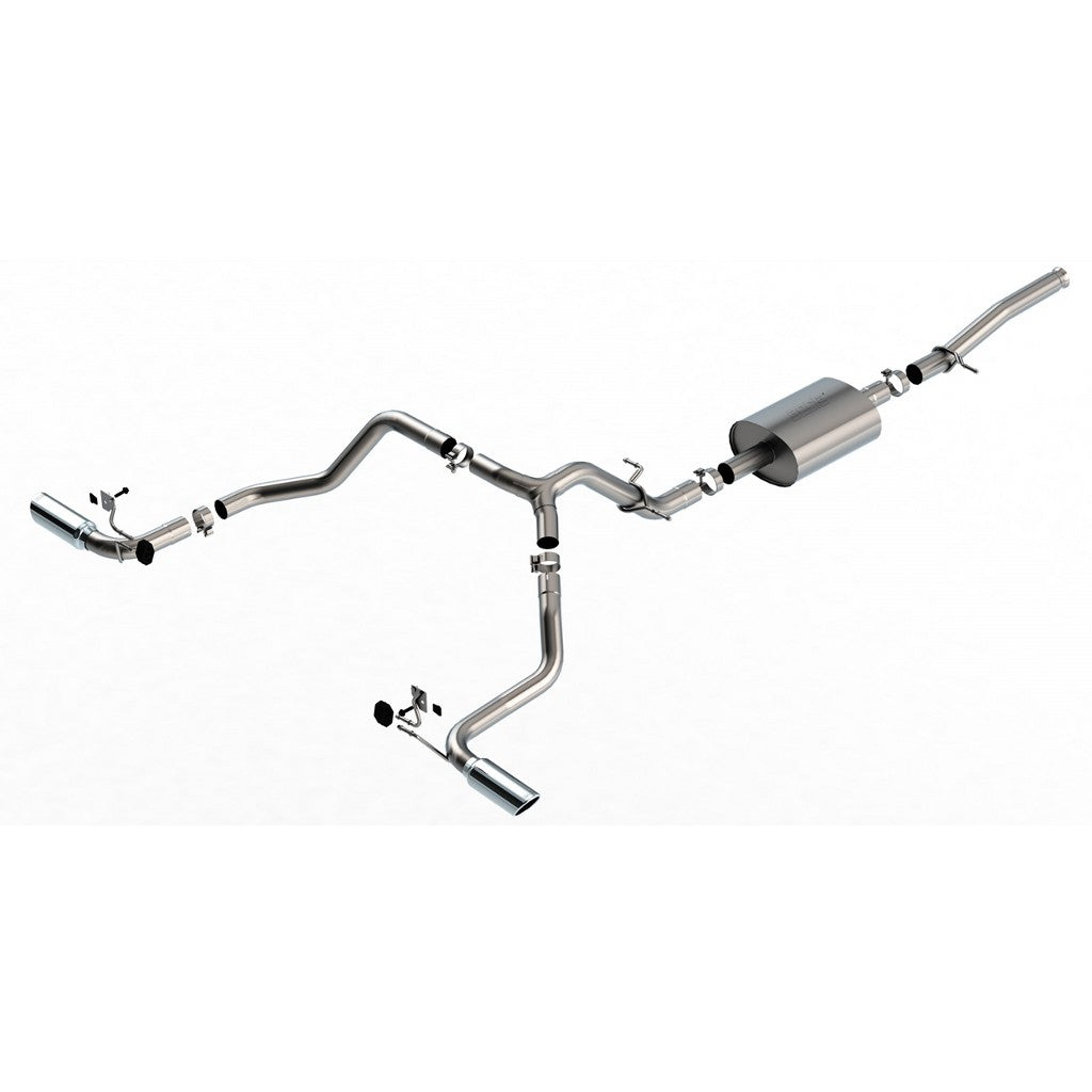 BORLA 140842 Cat-Back™ System SILV/ SIERRA 1500 '19-'21 5.3L V8 AT 2&4WD 2DR RC STB WB 126" 3" 2.75" "S-TYPE" S RD RL AC SS T Photo-0 