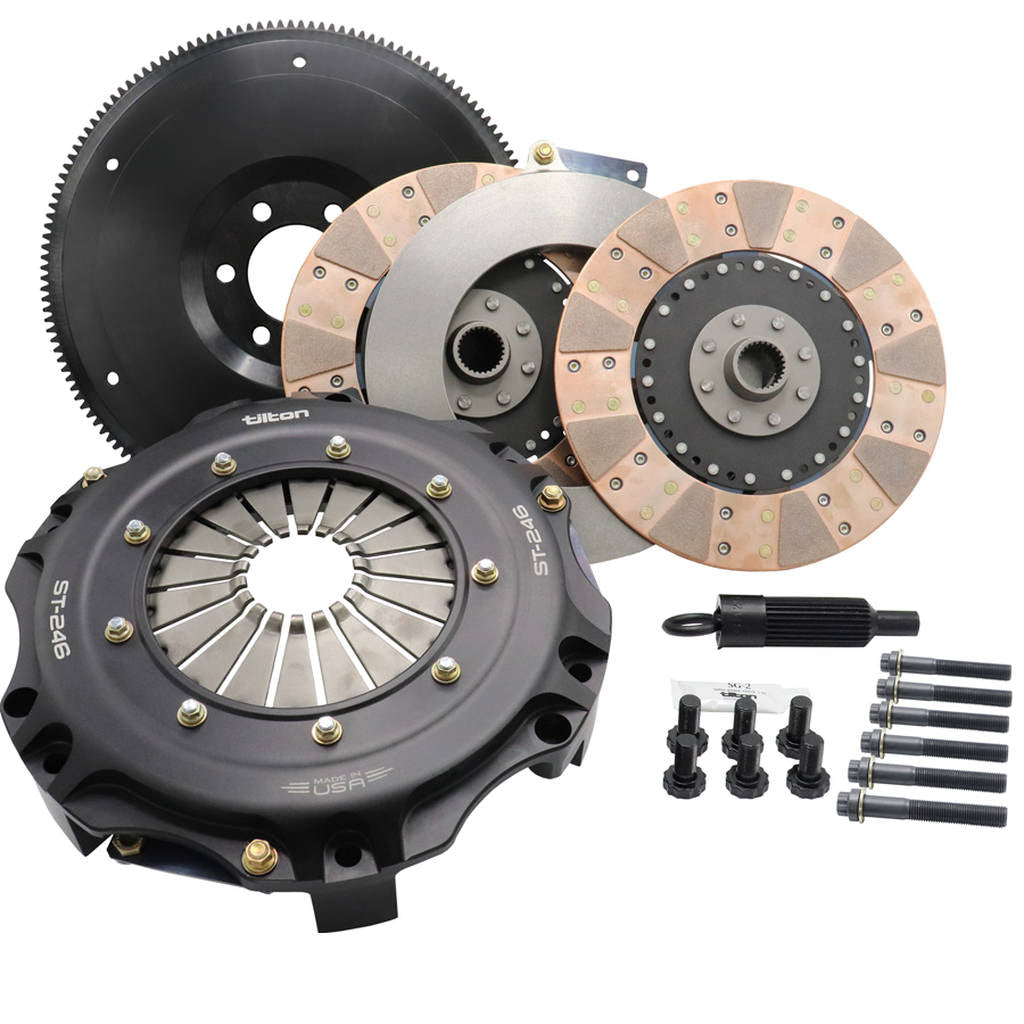 TILTON 55-2004 ST-246 TWIN DISC CLUTCH KIT, CERAMETALLIC DISCS, CORVETTE C5/CHEVY LS (6 BOLT) WITH TREMEC TKO/T56 Photo-0 