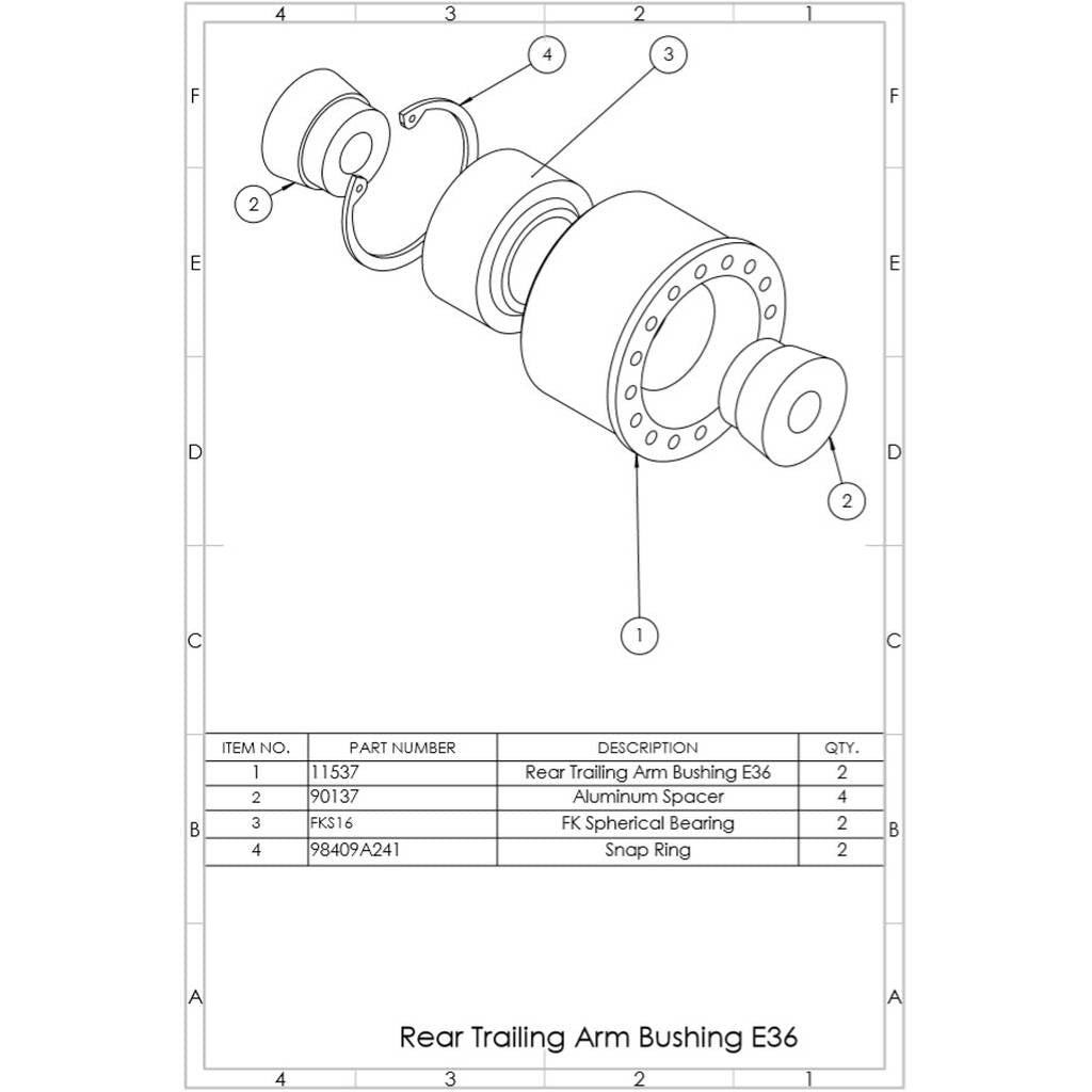 SPL PARTS SPL RTAB E36 BMW E36/E46 Rear Trailing Arm Bushings Photo-3 