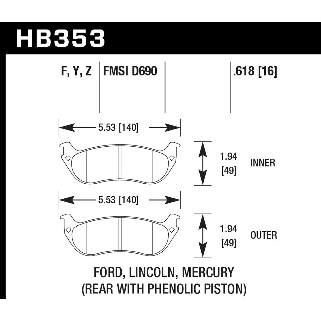 HAWK HB353W.618 Motorsports Brake Pads DTC-30 Photo-2 