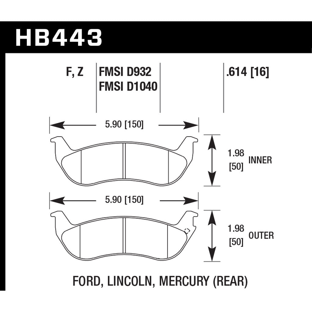 HAWK HB443W.614 Motorsports Brake Pads DTC-30 Photo-2 
