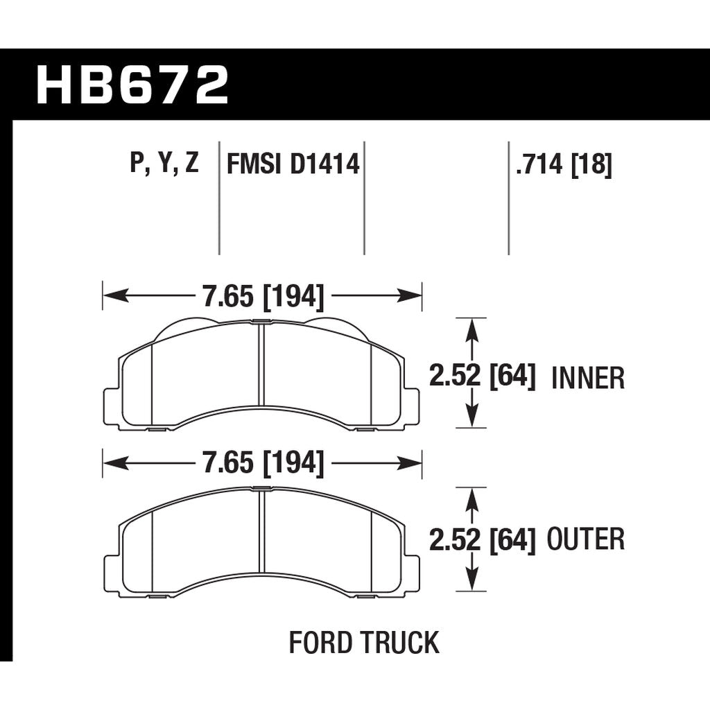 HAWK HB672U.714 Motorsports Brake Pads DTC-70 Photo-2 