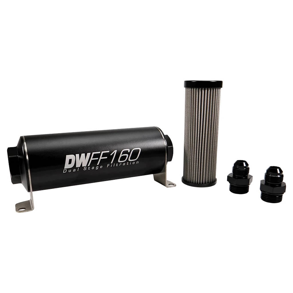 DEATSCHWERKS 8-03-160-005K-8 In-line fuel filter element and housing kit, stainless steel 5 micron, -8AN, 160mm. Universal Photo-0 