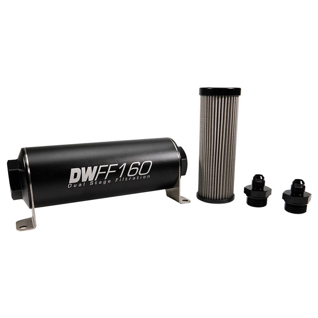 DEATSCHWERKS 8-03-160-005K-6 In-line fuel filter element and housing kit, stainless steel 5 micron, -6AN, 160mm. Universal Photo-0 