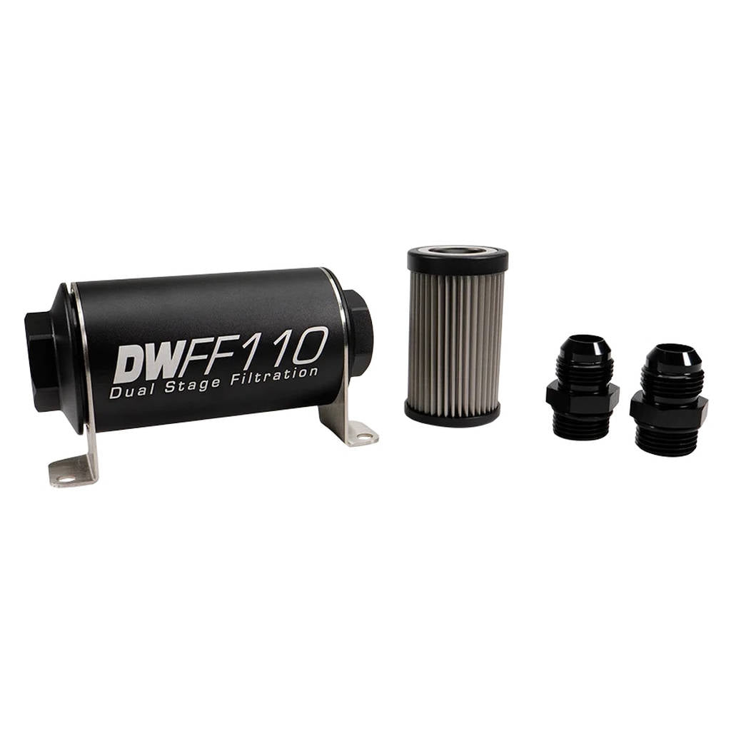 DEATSCHWERKS 8-03-110-040K-10 In-line fuel filter element and housing kit, stainless steel 40 micron, -10AN, 110mm. Universal Photo-0 