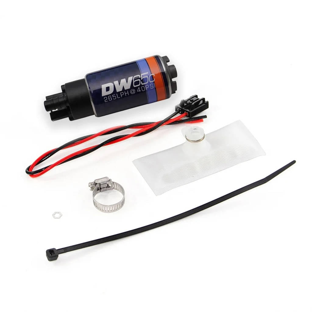 DEATSCHWERKS 9-651-1030 DW65C series, 265lph compact fuel pump without mounting clips w /install kit for BMW 325i 1988-91 Photo-0 