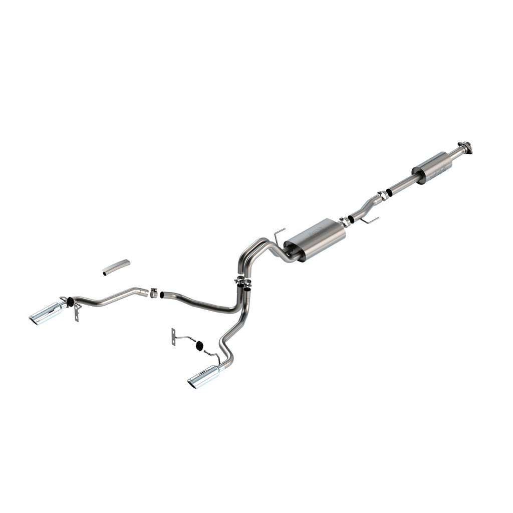 BORLA 140862 Cat-Back™ System F-150 2021 2.7L/3.5L V6 AT 2+4WD 4DR CC SB EC STB (145.4" WB) LARIAT, KING RANCH, PLATINUM, LTD 3", 2.25" "TOURING" S RD RL AC SR TIP: 4" RD X 14" CHROME Photo-0 