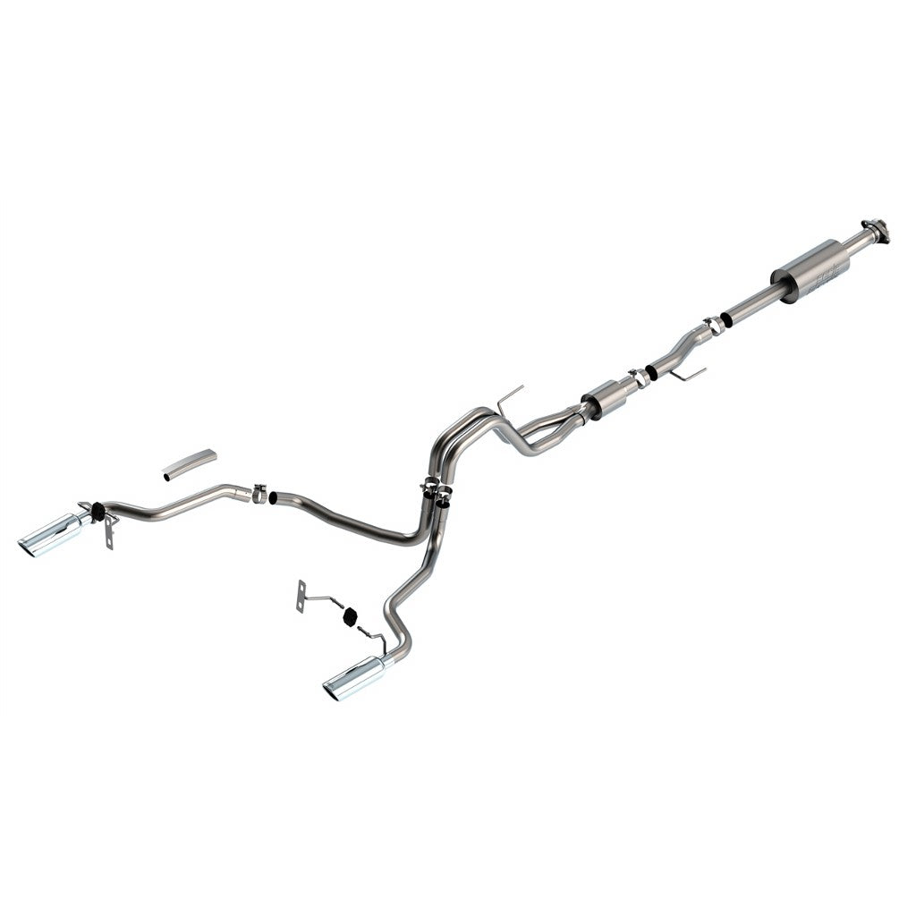 BORLA 140866 Cat-Back™ System F-150 2021 5.0L V8 AT 2+4WD 4DR CC SB EC STB (145.4" WB) LARIAT, KING RANCH, PLATINUM, LTD 3", 2.25" "S-TYPE" S RD RL AC SR TIP: 4" RD X 14" CHROME Photo-0 