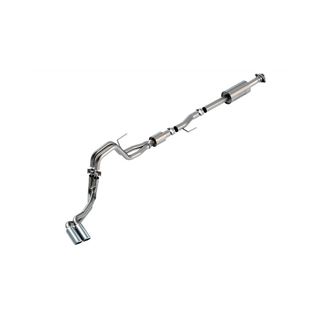 BORLA 140874 Cat-Back™ System F-150 2021 5.0L V8 AT 2+4WD 4DR CC SB, EC STB (145.4" WB) LARIAT, KING RANCH, PLATINUM, LTD 3", 2.25" "S-TYPE" D RD RL AC S TIP: 4" RD X 11" CHROME Photo-0 