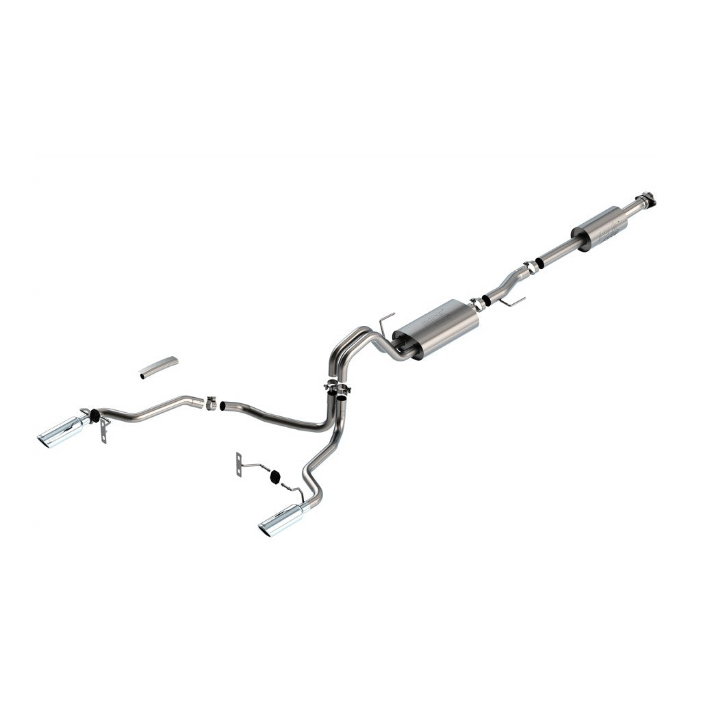 BORLA 140879 Cat-Back™ System F-150 2021 3.3L V6 AT 2+4WD 4DR CC SB EC STB (145.4" WB) XL, XLT, LARIAT, KING RANCH, PLATINUM, LTD 3", 2.25" "ATAK" S RD RL AC SR TIP: 4" RD X 14" CHROME Photo-0 