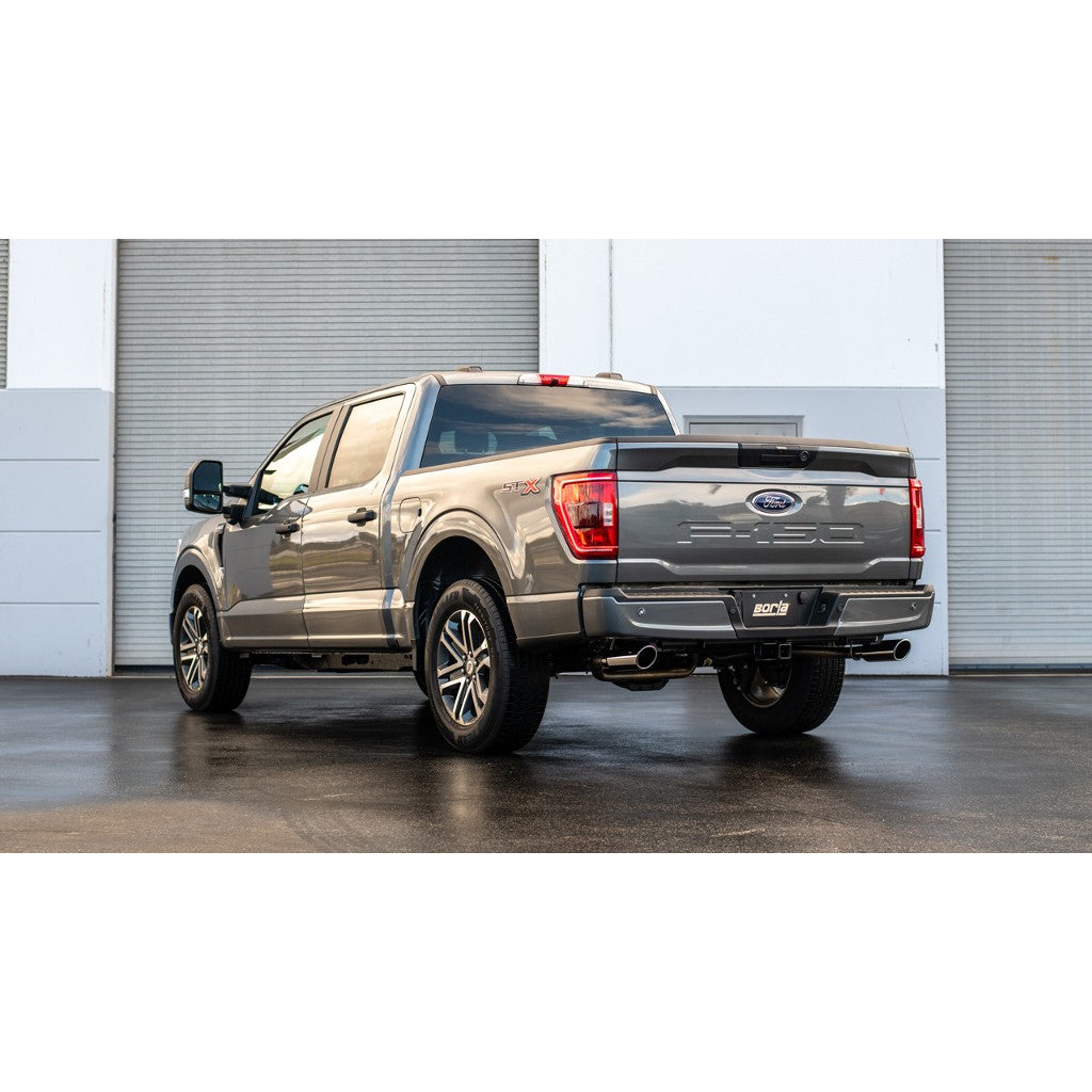 BORLA 140879 Cat-Back™ System F-150 2021 3.3L V6 AT 2+4WD 4DR CC SB EC STB (145.4" WB) XL, XLT, LARIAT, KING RANCH, PLATINUM, LTD 3", 2.25" "ATAK" S RD RL AC SR TIP: 4" RD X 14" CHROME Photo-1 