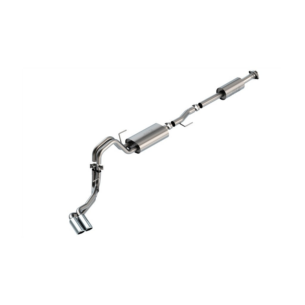 BORLA 140880 Cat-Back™ System F-150 2021 3.3L V6 AT 2+4WD 4DR CC SB EC STB (145.4" WB) XL, XLT, LARIAT, KING RANCH, PLATINUM, LTD 3", 2.25" "S-TYPE" D RD RL AC S TIP: 4" RD X 11" CHROME Photo-0 