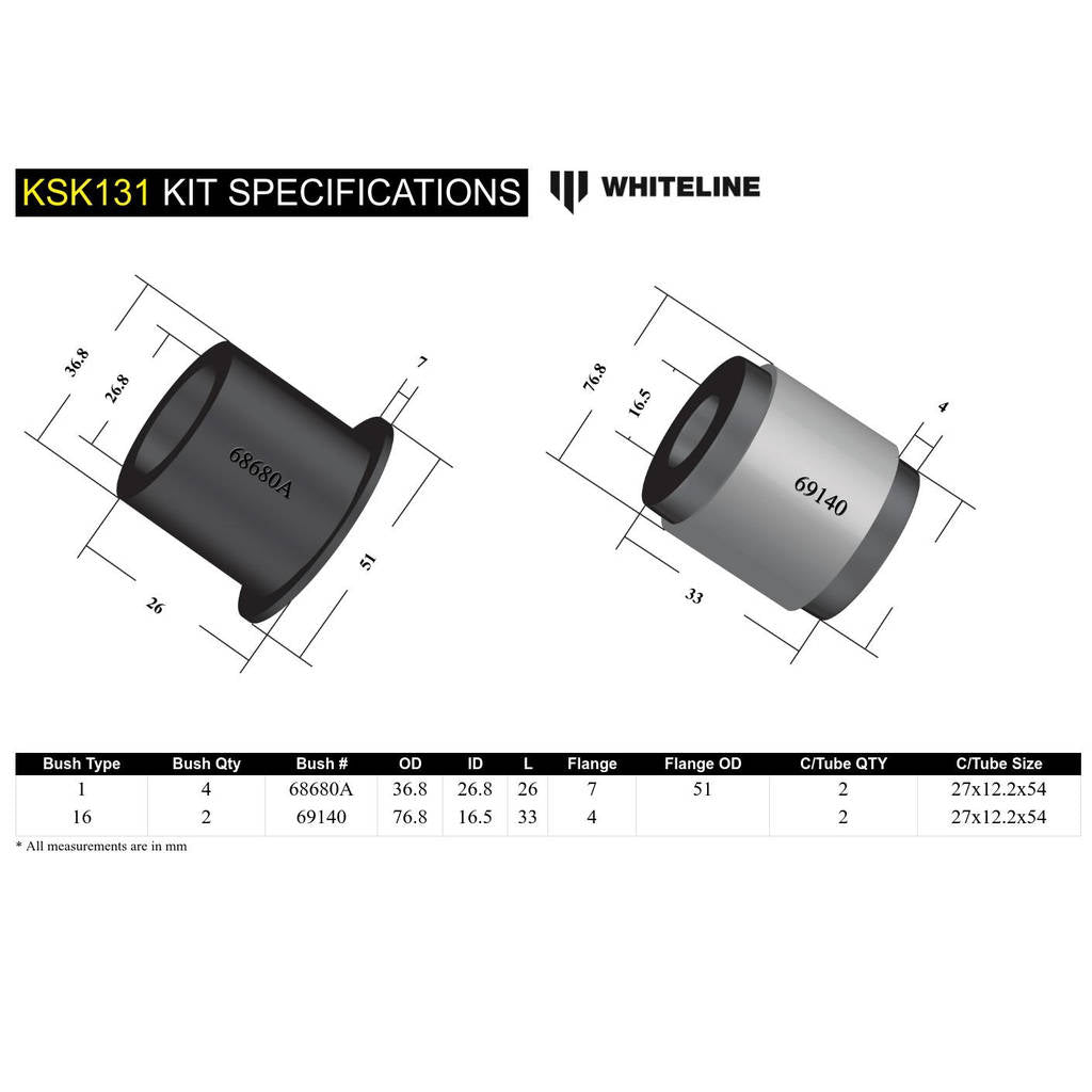 WHITELINE KSK131 Whiteline KTA252 Bushing Service/Refresh Kit Photo-5 