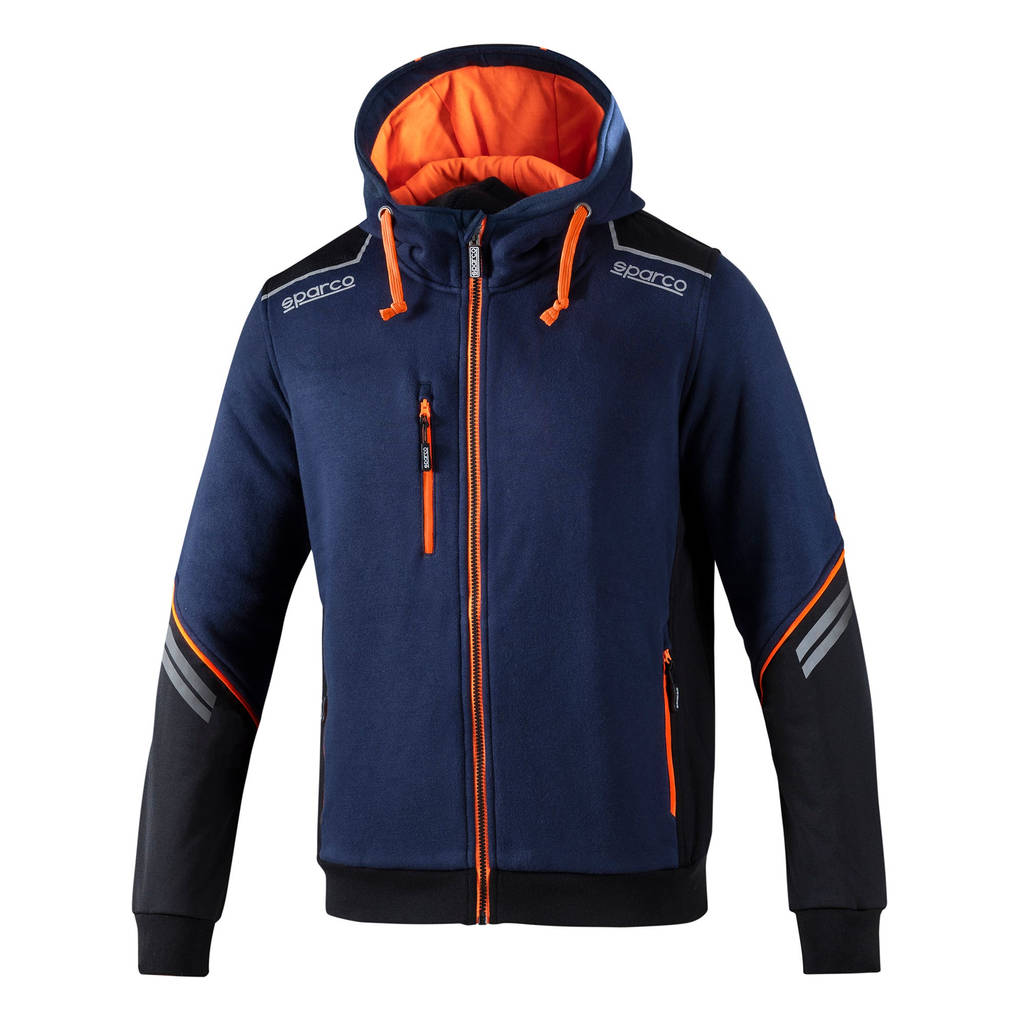 SPARCO 02414BMAF1S TECH Hooded Full Zip, navy blue/fluo orange, size S Photo-0 