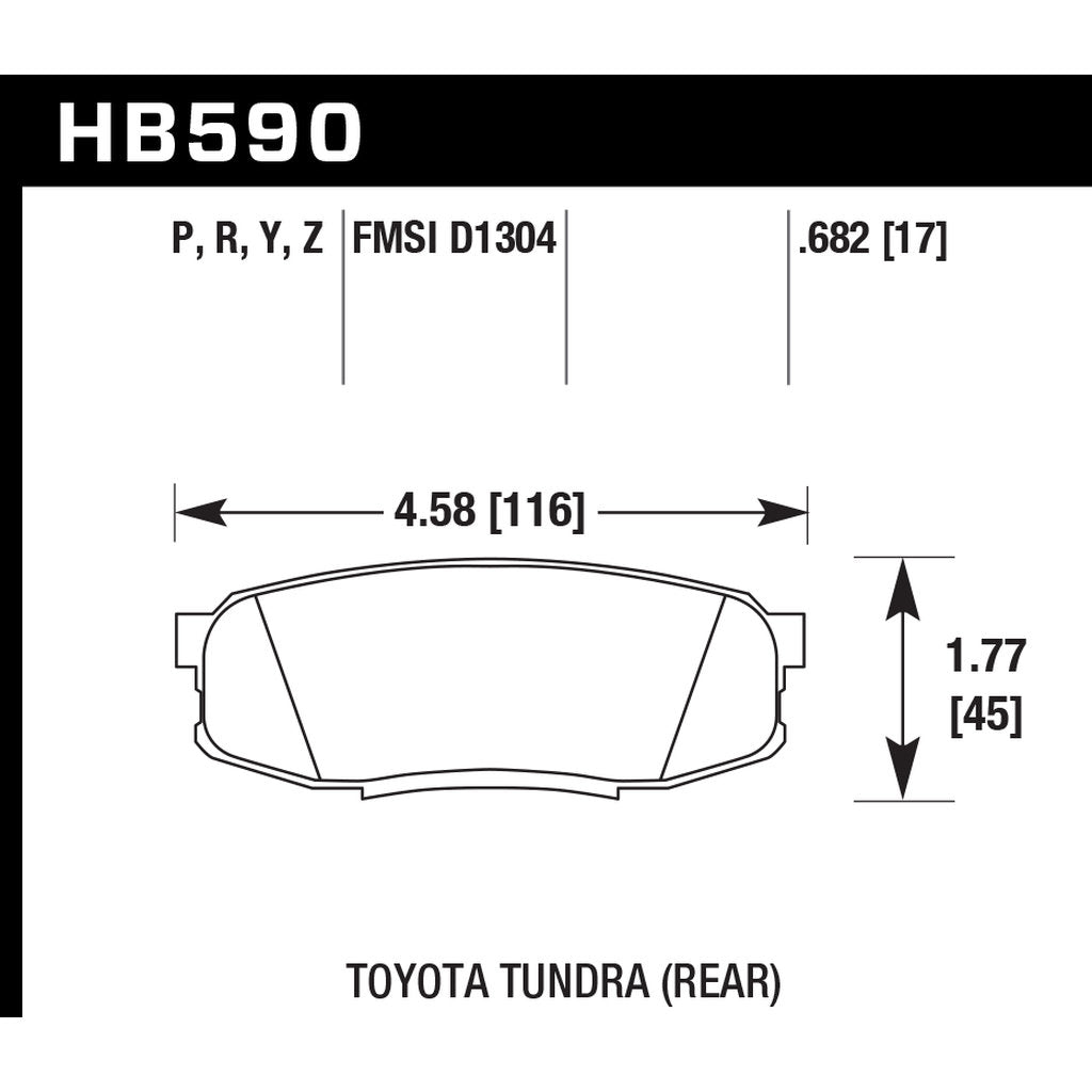 HAWK HB590Y.682 Rear Brake Pads LTS for TOYOTA Land Cruiser 200 (J20) / LEXUS LX 570 2008-2021 Photo-2 