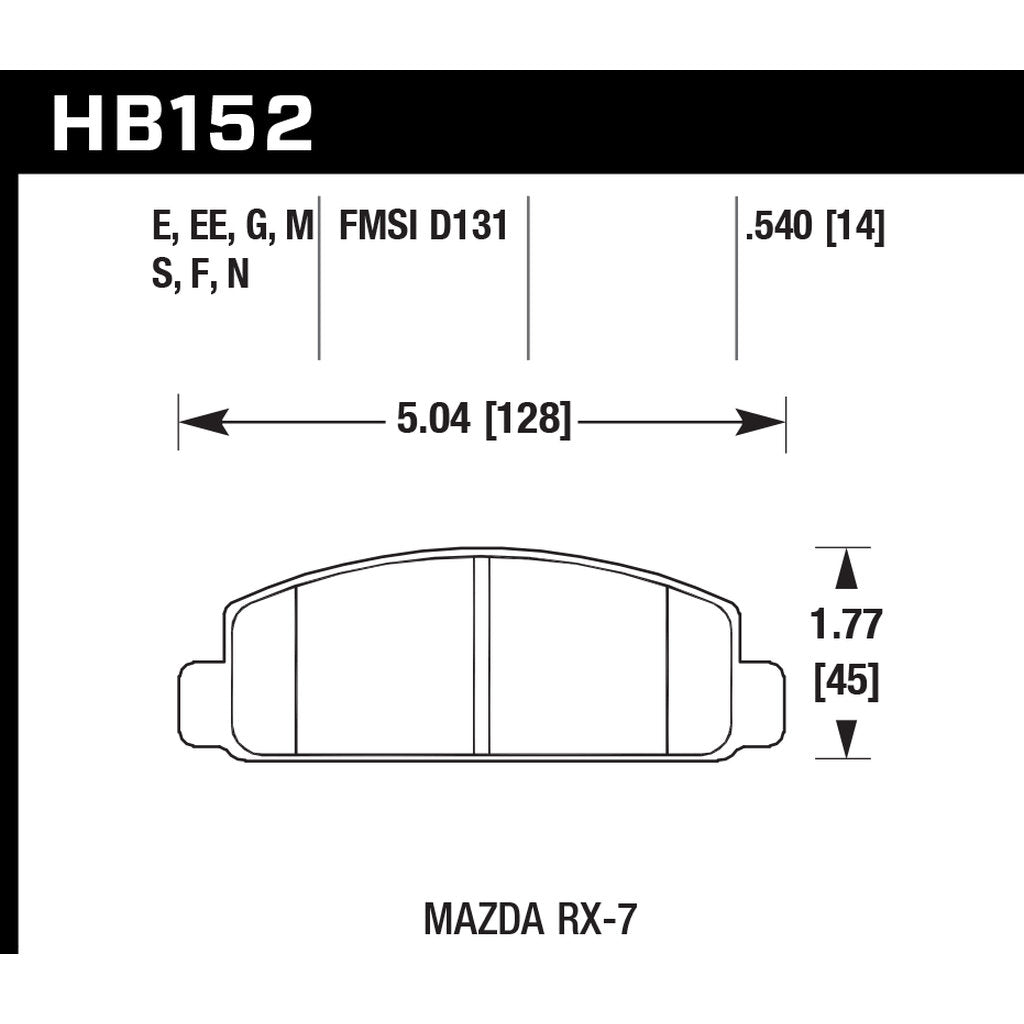 HAWK HB152D.540 Front Brake Pads ER-1 Endurance Racing for MAZDA RX-7 1989-1991 Photo-2 
