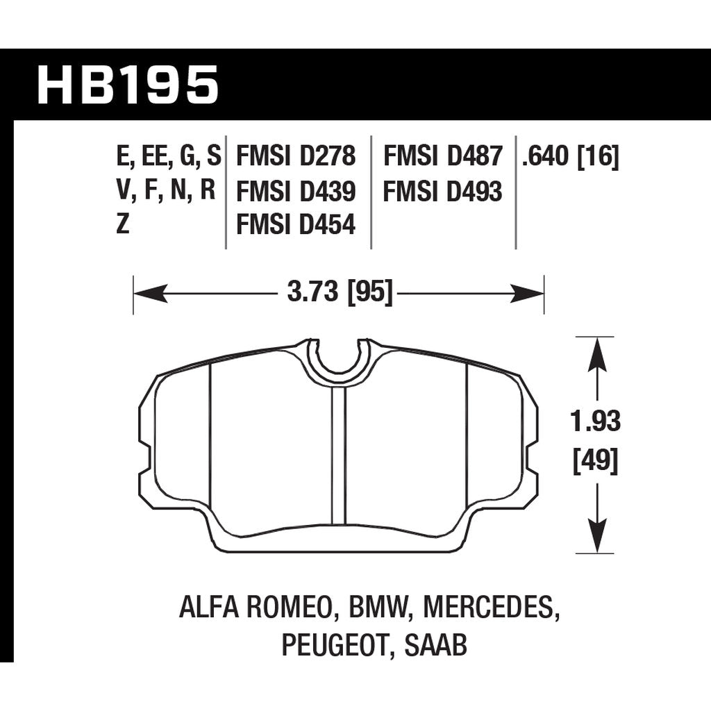 HAWK HB195D.640 Rear Brake Pads ER-1 Endurance Racing for LAND ROVER Discovery 1999-2004 Photo-2 