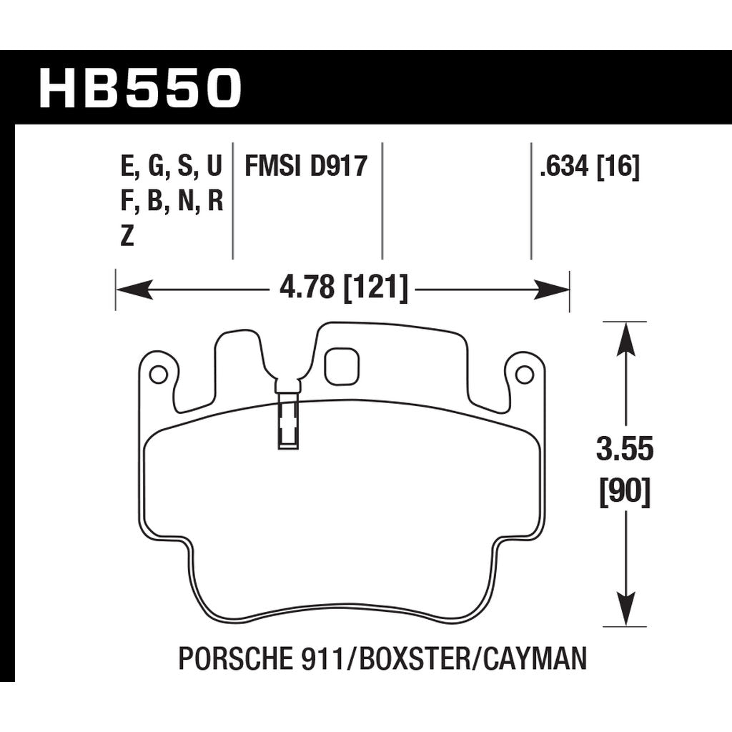 HAWK HB550D.634 Front Brake Pads ER-1 Endurance Racing for PORSCHE Cayman S 3.4L 2006-2007 Photo-2 