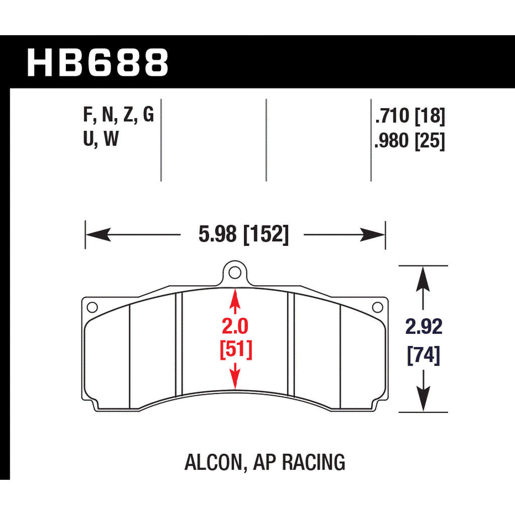 HAWK HB688U.980 Brake Pads DTC-70 Photo-2 