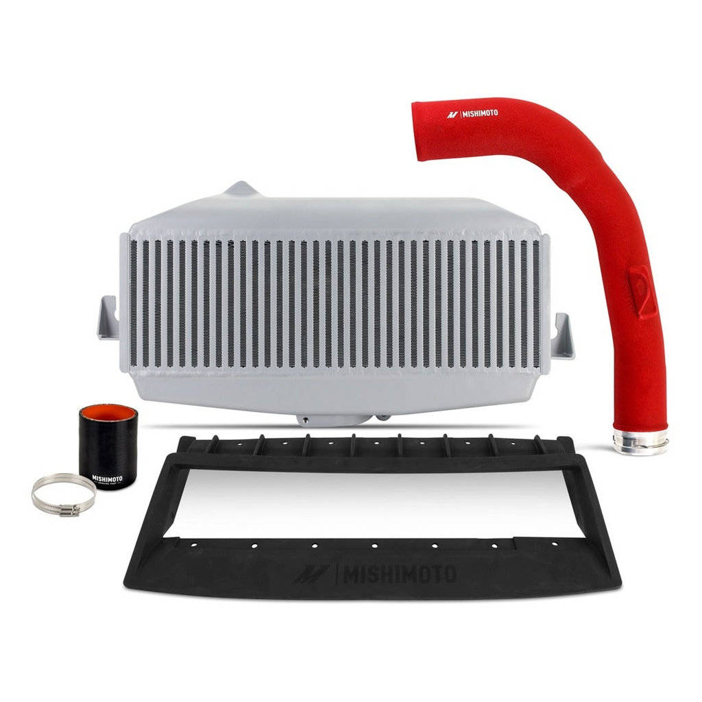 MISHIMOTO MMTMIC-WRX-22KSLRD Top Mount Intercooler Kit, Silver Core, Red Pipes for SUBARU WRX 2022 Photo-0 
