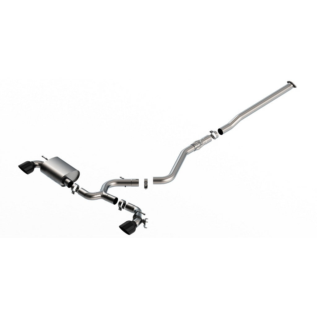 BORLA 140926BC Cat-Back Exhaust System ATAK 3", TIP 5" Black Chrome, T-304 Stainless Steel for HYUNDAI Kona N 2.0L 2022-2023 Photo-0 