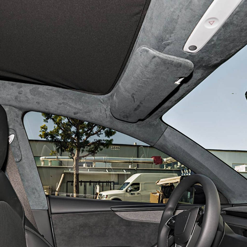 UNPLUGGED PERFORMANCE UP-M3-331-1.1 Alcantara Headliner Upgrade Kit, Charcoal Black for TESLA Model 3 2018-2020 Photo-0 