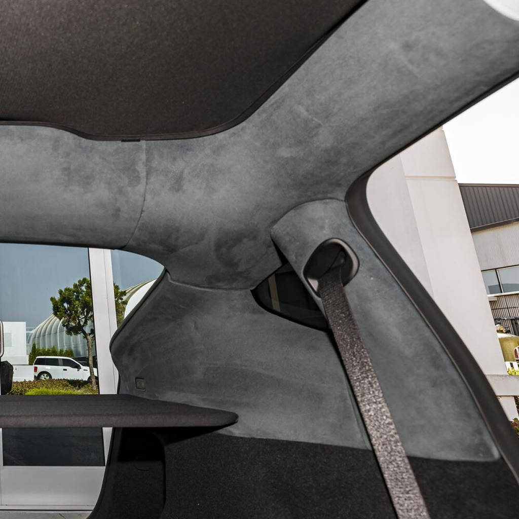 UNPLUGGED PERFORMANCE UP-M3-331-1.1 Alcantara Headliner Upgrade Kit, Charcoal Black for TESLA Model 3 2018-2020 Photo-10 