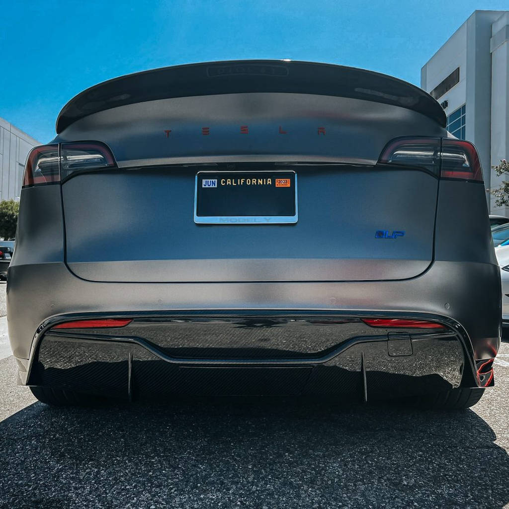 UNPLUGGED PERFORMANCE UP-MY-369-2.1 Ascension Rear Diffuser with Hitch Cover & Tow Hook Cover, Autoclaved Dry Carbon Fiber, Satin Clear Coat for TESLA Model Y Photo-1 