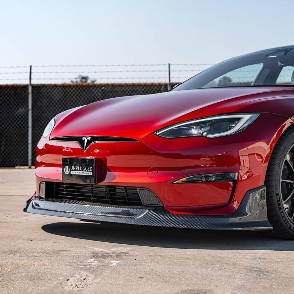 UNPLUGGED PERFORMANCE UP-MS2-365-7.1 Aero Pad Pair 8mm for Front Diffuser Autobahn, Gloss Carbon for TESLA Model S2 2021 Photo-0 