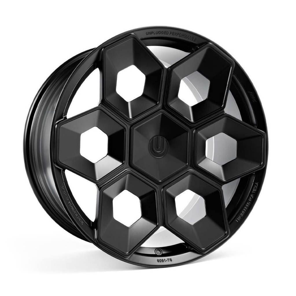 UNPLUGGED PERFORMANCE UP-CYBRHEX-DBL-004 Single Wheel UP CYBRHEX 21x9.5+35 - 5x114.3 / 5x120, Double Drilled, Gloss Black for TESLA Cybertruck / Model Y Photo-0 