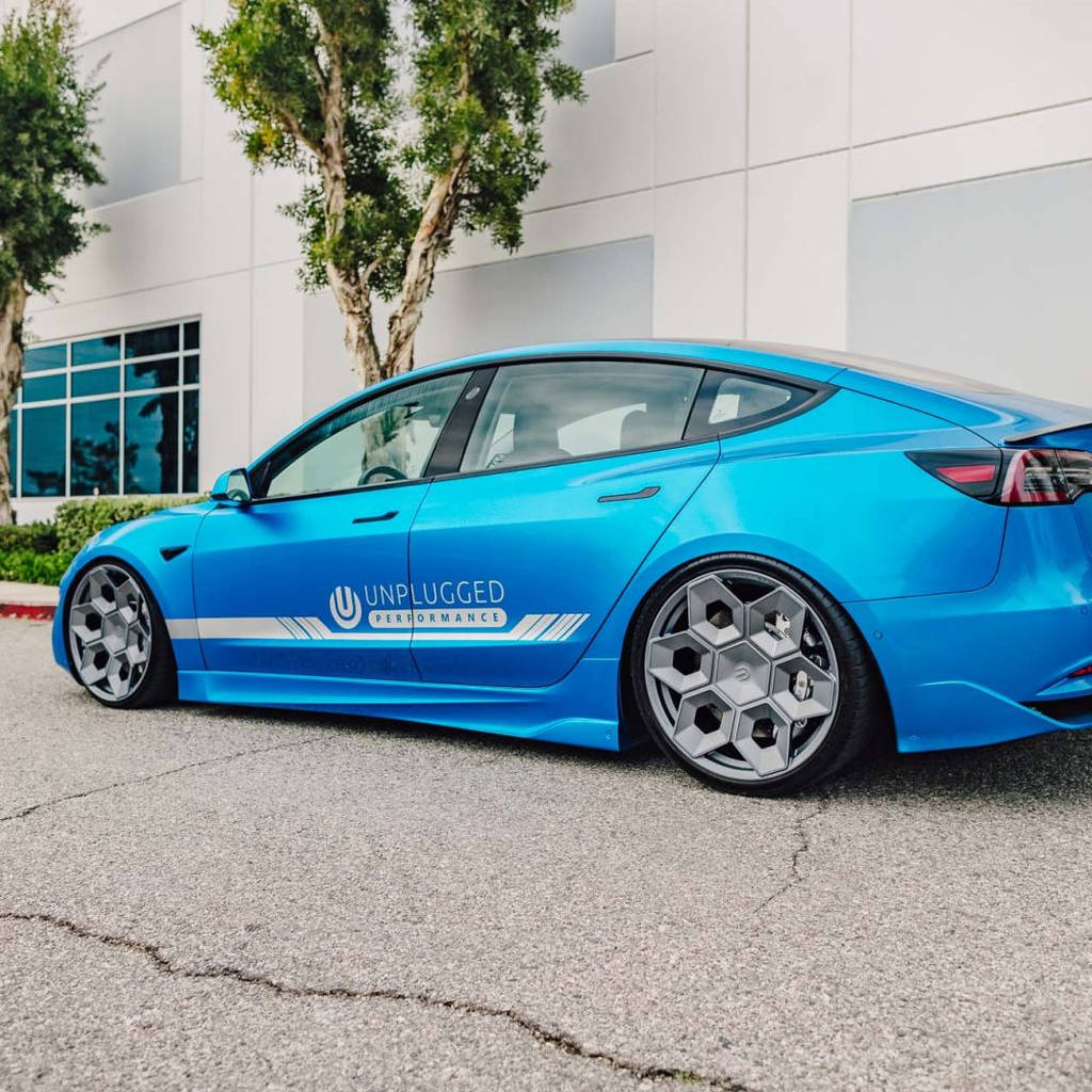 UNPLUGGED PERFORMANCE UP-CYBRHEX-DBL-005 Single Wheel UP CYBRHEX 21x10.5+35 - 5x114.3 / 5x120, Double Drilled, Satin Titanium for TESLA Cybertruck / Model Y Photo-6 