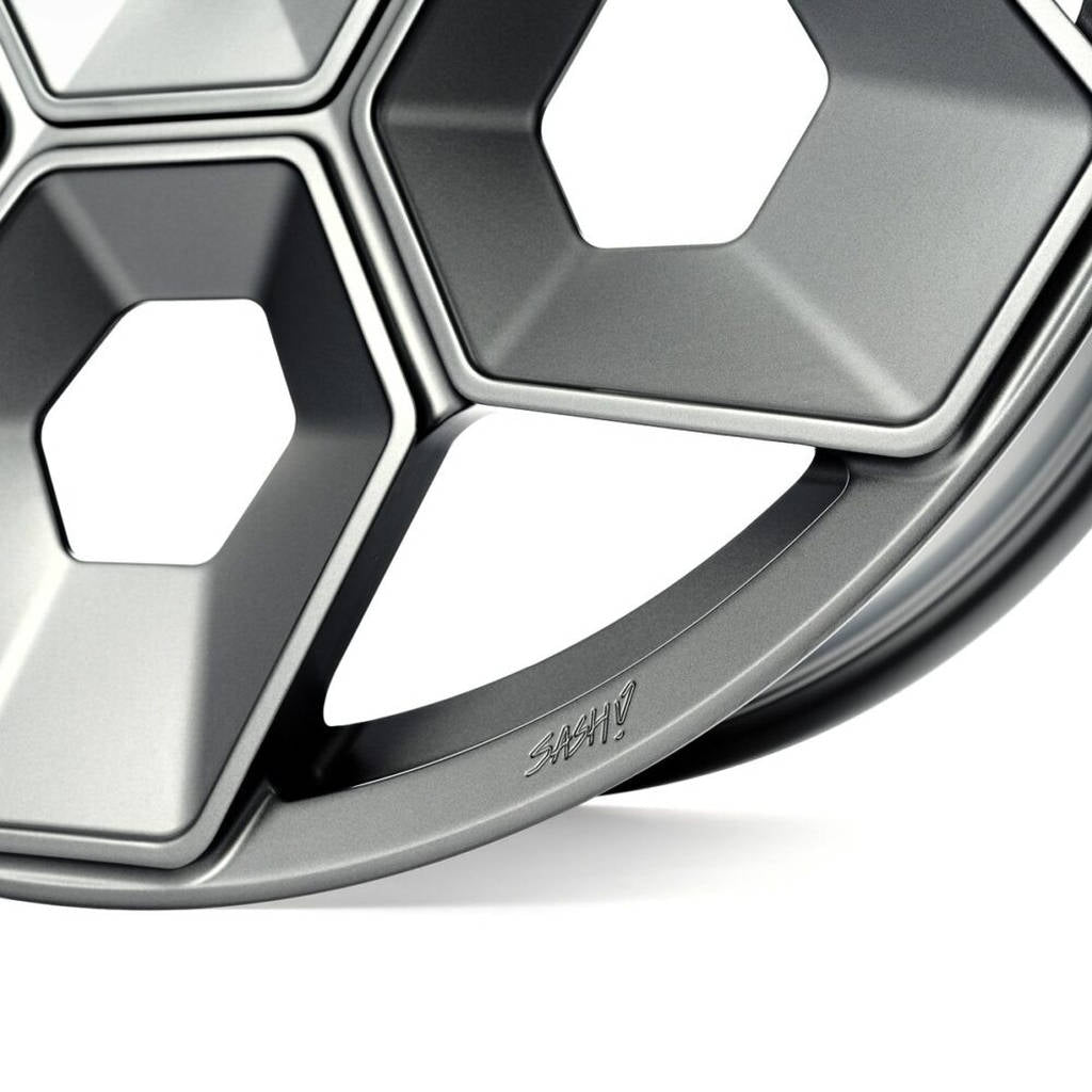 UNPLUGGED PERFORMANCE UP-CYBRHEX-DBL-005 Single Wheel UP CYBRHEX 21x10.5+35 - 5x114.3 / 5x120, Double Drilled, Satin Titanium for TESLA Cybertruck / Model Y Photo-13 