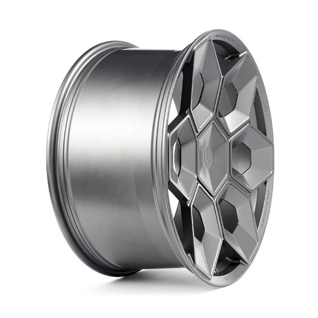 UNPLUGGED PERFORMANCE UP-CYBRHEX-DBL-005 Single Wheel UP CYBRHEX 21x10.5+35 - 5x114.3 / 5x120, Double Drilled, Satin Titanium for TESLA Cybertruck / Model Y Photo-19 