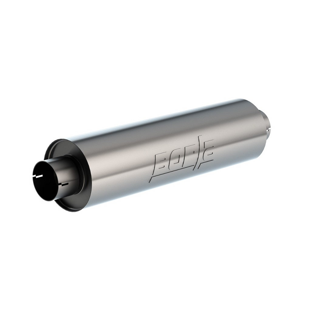 BORLA 401625 UNIVERSAL MUFFLER: 6.75 X 24.00" LG. X 3.53 I.D. W/NIPPLES, NOTCHED, OAL 29.00" Photo-0 