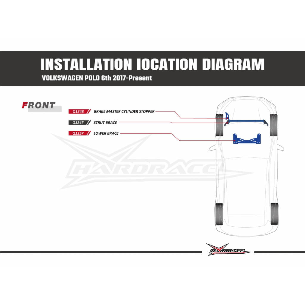 HARDRACE Q1257 Front lower brace - 1pcs/set for VW POLO 2017+ Photo-1 