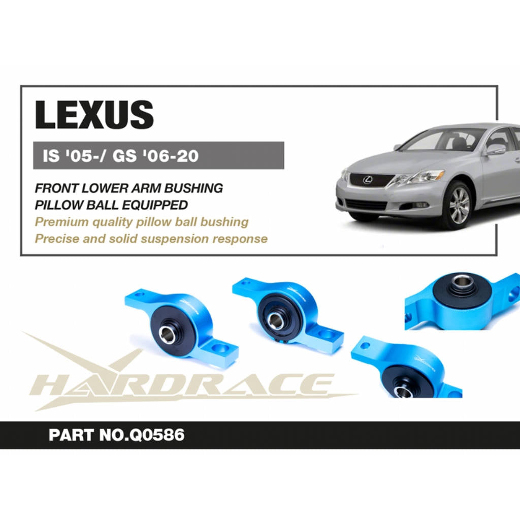 HARDRACE Q0586 Front Lower Arm Bushing (Pillow Ball) - 2PCS / SET for LEXUS IS '05- / GS '06-20 / TOYOTA MARK X '04-19 / CROWN '03-18 Photo-1 