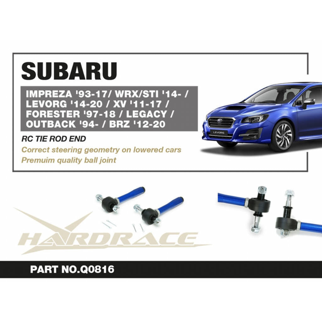 HARDRACE Q0816 RC Tie Rod End - for RALLY USE 2PCS / SET for IMPREZA '93-17 / WRX / STI '14- / LEVORG '14-20 / XV '11- / FORESTER '97- / LEGACY / OUTBACK '94- / BRZ / TOYOTA 86 '12-20 Photo-1 