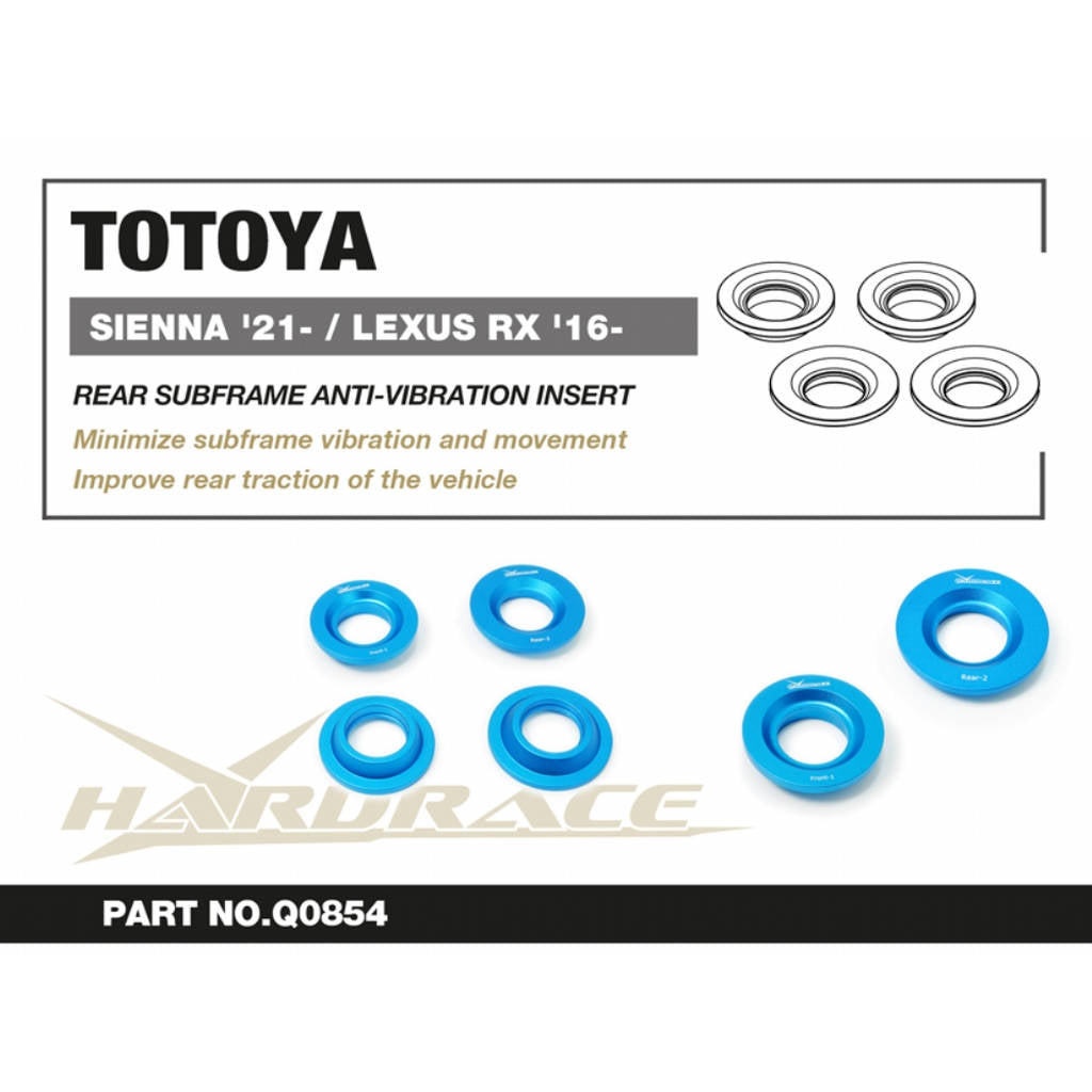 HARDRACE Q0854 Rear Subframe anti-vibration insert - 4PCS / SET for LEXUS RX '16- / TOYOTA SIENNA '21- Photo-2 