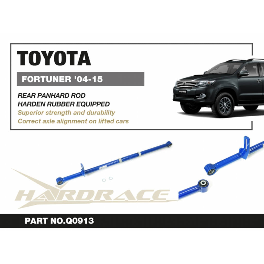 HARDRACE Q0913 Rear PANHARD ROD - for 2-4" LIFT (Harden Rubber) - 1PCS / SET for TOYOTA FORTUNER '04-15 Photo-1 