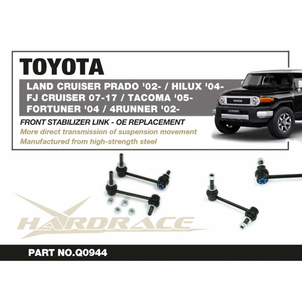 HARDRACE Q0944 Front Stabilizer LINK - 2PCS / SET OE Replacement for TOYOTA TACOMA '05- / 4RUNNER '02-LAND CRUISER PRADO '02- / FJ CRUISER 07-17 / HILUX '04- / FORTUNER '04- / LEXUS GX '02-09 Photo-1 