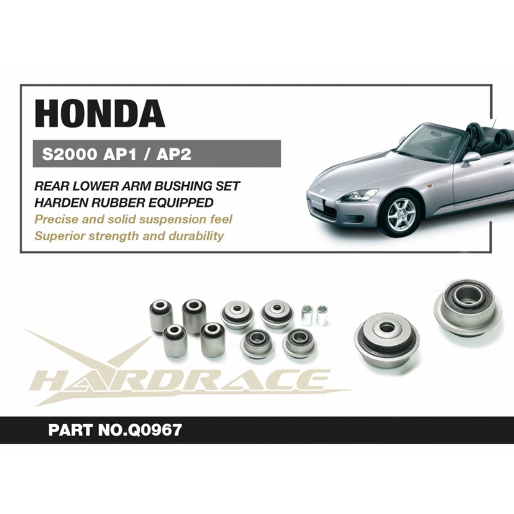 HARDRACE Q0967 Rear Lower Arm Bushing SET (Harden Rubber) - 10PCS / SET for HONDA S2000 AP1 / 2 '99-09 Photo-1 