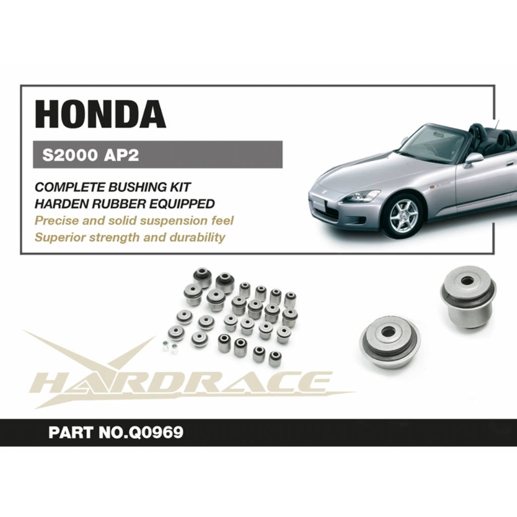 HARDRACE Q0969 Complete Bushing Kit (Harden Rubber) 26PCS / SET for HONDA S2000 AP2 '04-09 Photo-1 