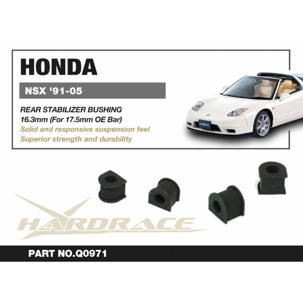 HARDRACE Q0971 Rear Stabilizer BUSH, 16.3mm (FOR 17.5mm OE BAR) 2PCS / SET for NSX '91-05 / NSX-T '95-01 / NSX-R '93-95 & '02-05 Photo-1 