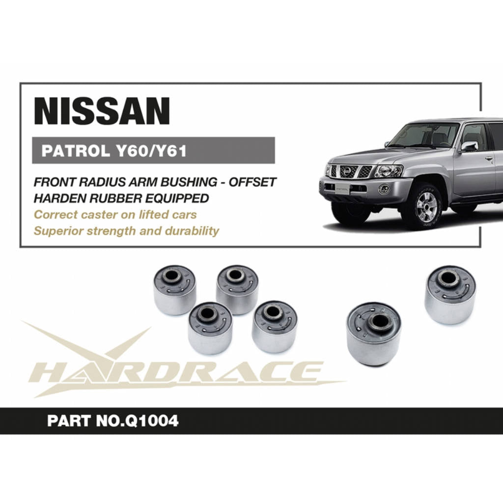 HARDRACE Q1004 Front CASTOR ADJUSTMENT BUSH (Harden Rubber) - 4PCS / SET for 0-3' LIFTED, CASTER -2.5 ~ +2.5 DEGREES for NISSAN PATROL '87-97 Y60 / '97- Y61 TOYOTA LANDCRUISER '90-97 J80 / '98-07 J105 Photo-1 