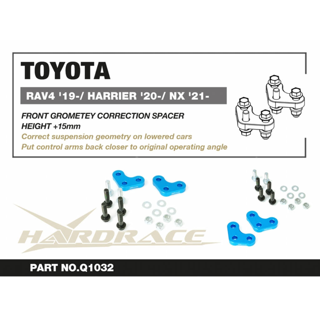 HARDRACE Q1032 Front GEOMETRY CORRECTION SPACER - 2PCS / SET 15mm CORRECTION for TOYOTA RAV4 '19- / HARRIER '20- / LEXUS NX '21- Photo-1 