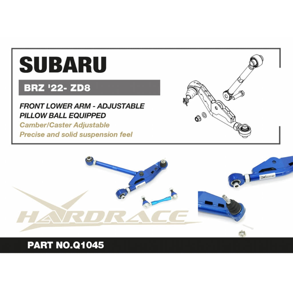 HARDRACE Q1045 ADJ.Front Lower Control Arm (Pillow Ball + RC ADJUSTER) - 6PCS / SET for SUBARU BRZ '22- ZD8 Photo-7 