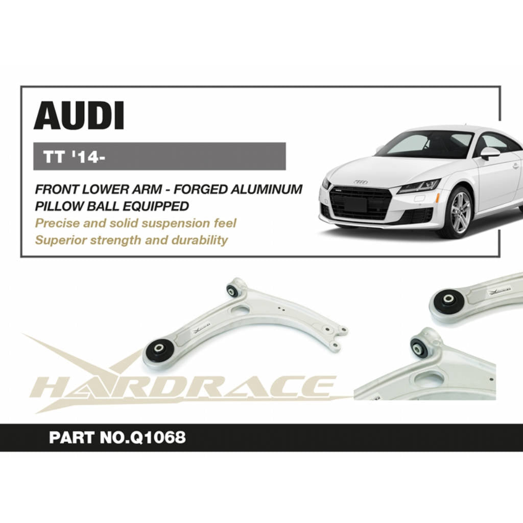 HARDRACE Q1068 Front Lower Arm - FORGED ALUMINUM (Pillow Ball) - 2PCS / SET for AUDI TT '14- Photo-1 