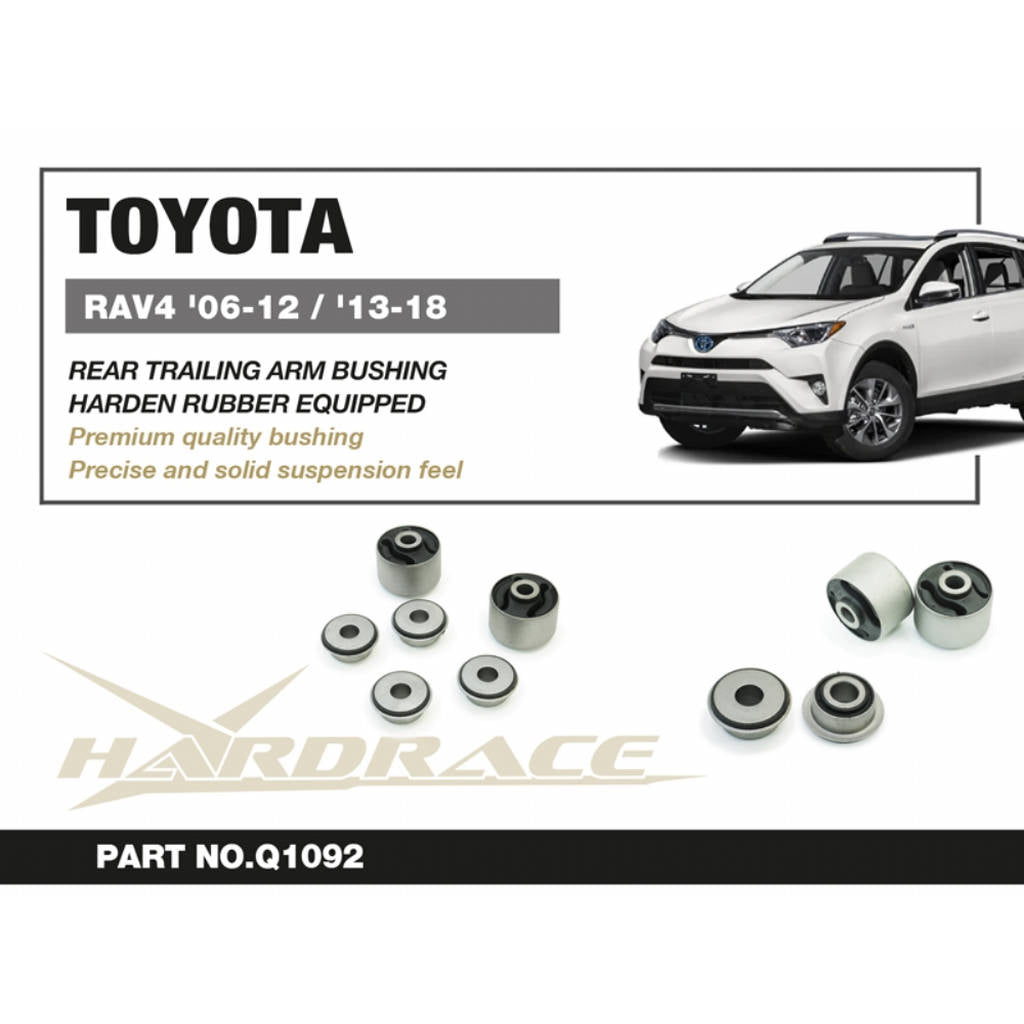 HARDRACE Q1092 Rear Trailing Arm Bushing Kit (Harden Rubber) - 6PCS / SET for TOYOTA RAV4 '06-18 / HARRIER '13-20 / LEXUS NX '14-21 Photo-1 