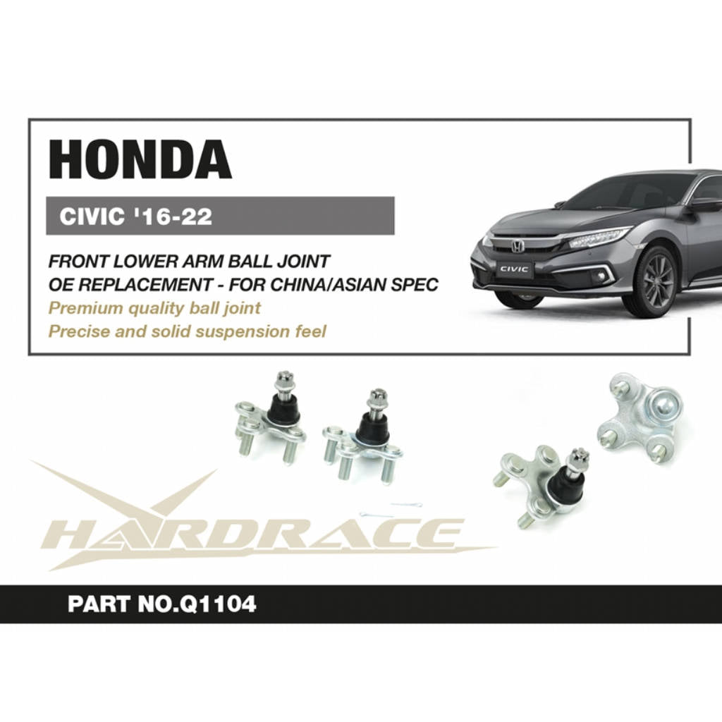 HARDRACE Q1104 Front Lower Ball Joint - 2PCS / SET OE Replacement, CHINA / ASIAN SPEC ONLY for HONDA CIVIC 10th '16-22 Photo-1 