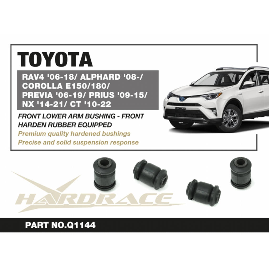 HARDRACE Q1144 Front Lower Arm Bushing, Front (Harden Rubber) - 2PCS / SET for TOYOTA RAV4 '06-18 / ALPHARD '08- / COROLLA '07-13 E150 / '13-18 E180 / '18- E210 / COROLLA CROSS '20- / PREVIA '06-19 / PRIUS '09- / PRIUS ALPHA '11-21 / CH-R '16- / NX ' Photo-1 